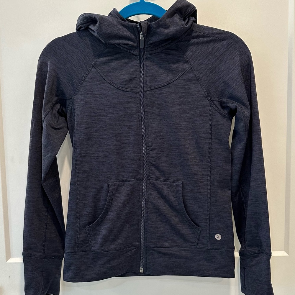 Yogalicious Womens Navy Blue Long Sleeve Full Zip Up Hoodie Sweatshirt Size …